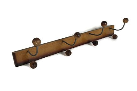 Small Vintage Retro Coat Rack Wall hanging Wood Atomic Knobs lovely