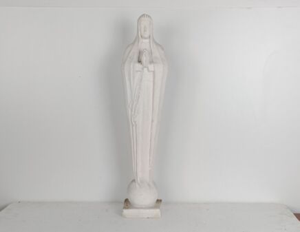 Large White Statue Virgin Mary Our Lady Madonna Plaster Folded hands Primitive 