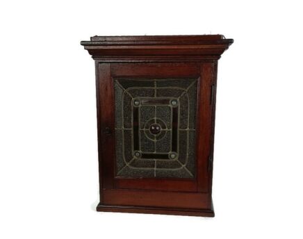 Stunning antique Apothecary Medicine Shaving cabinet wood Leaded Glass WOW