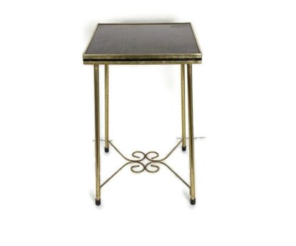 Lovely Small Side Occasional Table Brass Legs Veneer top Modernist Vintage