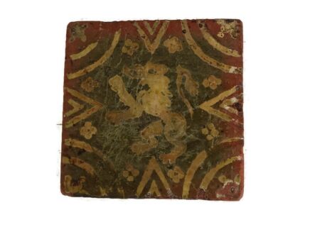 Terracotta Floor Tile Lion Rampant 17th 18th c Flanders Heraldic