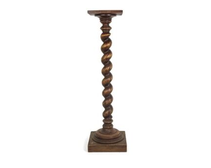 Tall Hand Carved Wood Barley Twist Pedestal Display Side Table Plant Stand Barn 