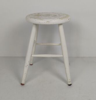 Bar stool Milking stool plant stand pedestal vintage modernist painted white barn style