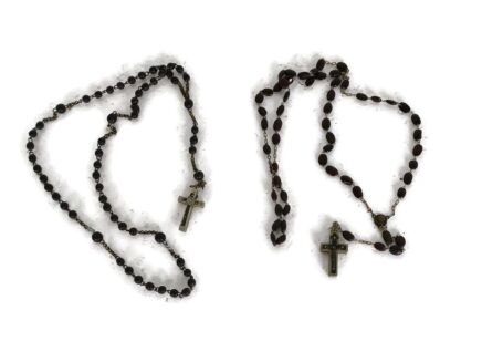 2 Rosaries Antique Rosary Wooden Resin Beads Priest Nun Wood Christianity 