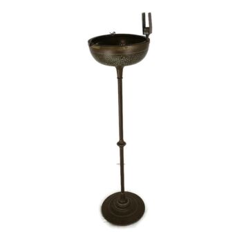 Vintage Standing hammered Brass Glass Ashtray French Floor Cigarette Holder Stand Mid Century