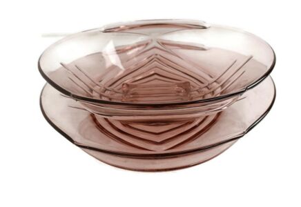 Antique Art Deco Pink Depression Glass tray and Serving Tray Gorgeous Two pieces 