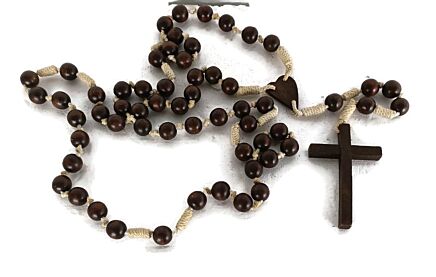 Large Vintage Rosary Wooden Beads Wall Hanging Priest Nun Service Domino Decorative