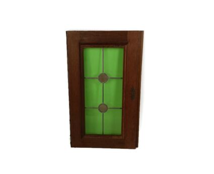 Antique Leaded Glass hand Carved Wooden Door Panel Reclaimed Architectural Prairie style