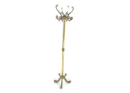 Standing Hall Tree Coat Hallway Rack Brass Hollywood regency Italian Fish Base Eyecatcher