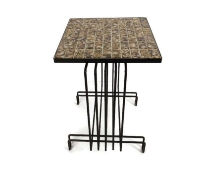 Vintage Retro Small Side Occasional table, wrought iron Mosaic ceramic Tiles Funky Modernist