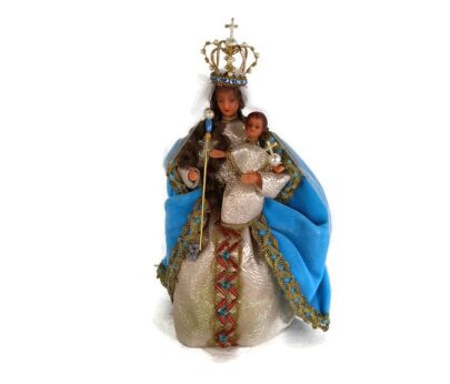 Hand Made Wax Madonna Virgin Mary Our Lady Infant Jesus Figurine Doll Made by Nuns 