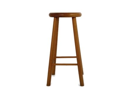 bar stool chair Loft Wood Iron Band primitive Funky Loft Pedestal side table vintage  