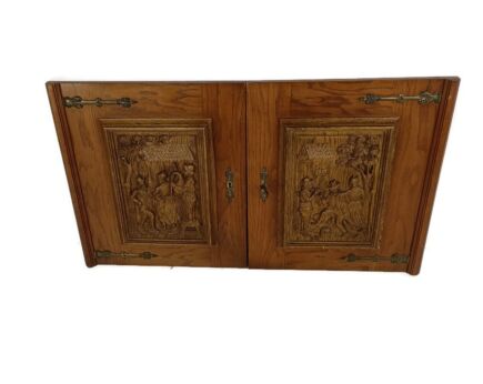 Pair Vintage Hand Carved Wood Breughel Door Panels Reclaimed Architectural  Cabinet Doors   