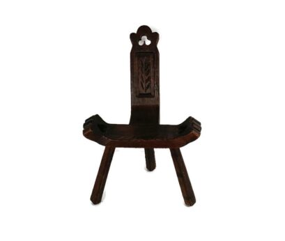 Wooden Spanish Tripod Side Display Wine Milking Stool Crutch Chair Barn style vintage