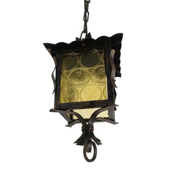 pendant Lantern Chandelier amber Art glass Ceiling Light Brass Beautiful Wrought Iron