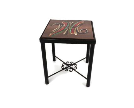 Small Vintage Side Table occasional Coffee wine table Abstract Tiles top Royal Sphinx 