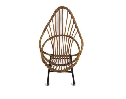 Small Child Chair Mid Century Modern Rattan Wicker  Rohé Noordwolde Funky Rare