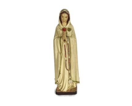 Statue Our Lady Maria Rosa Mystica Montichiari Italian Plaster Pilgrim Madonna 1986 Vintage