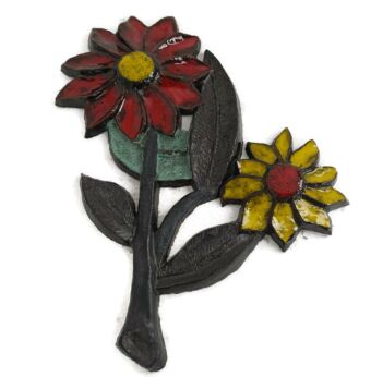 Modernist  Ceramic Wall Plaque Wall Hanging  Flower  era Tieberghien Vintage 