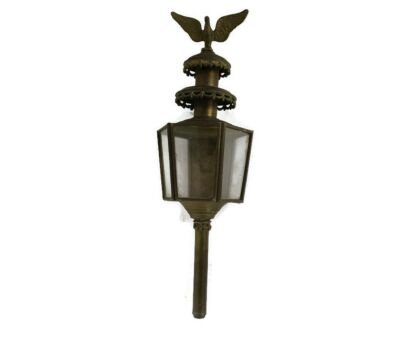 Antique Brass Architectural Carriage Porch Lamp Wall Lamp Glass Brass Eagle 