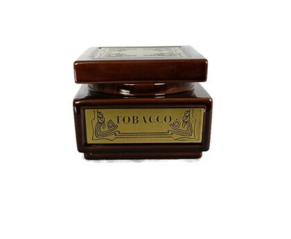 Vintage Brown Ceramic Brass  Tobacco Jar Humidor Ceramic Pottery Italy