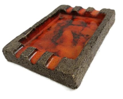 Fat Lava Retro Glazed Ceramic Vintage Large Ashtray Orange Very Rare Collector 