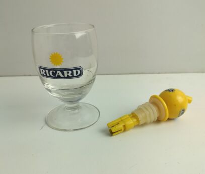 French Ricard  Glass Pastis Apero France plus rare Stopper Collector HTF  