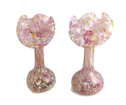 Pair Vintage Murano Italian Millefiori vases Beautiful especially top 