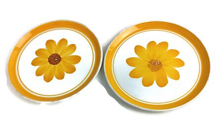 2 bread  plates vintage Sarreguemines France Roseline Sunflowers Yellow White 