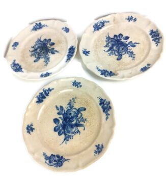 Antique 1900 dinner  Plates 3 pieces  Boch Mettlach rare Blue Rose  Art Nouveau