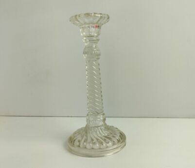 Art Deco Antique Clear Pressed glass Candle Stick Holder twisted glass