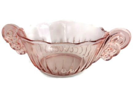 Gorgeous Art Deco Antique Art Depression Glass Pink Serving  Dish Bowl collector