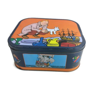 Tin Box TIntin Delacre rare box collector Le petit Vingtième vintage Bobby and Kuifje