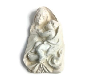 antique Wall Hanging religious Virgin Mary lady Madonna with infant Child Plaster 