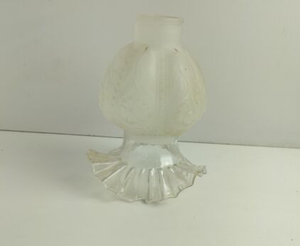 Glass Shade Sconce Oil Lamp Floral Design Pressed Glass Hobnail Tulip Flower form Clear Glass 