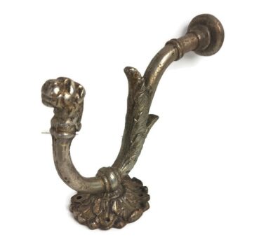 Antique Art Brass Hook Hat Holder Architectural Dog Hanger Decorative Ornate