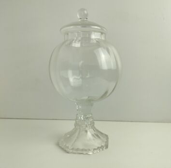 Gorgeous Stylish Art Glass Lidded Apothecary jar  Optic Glass French Vintage