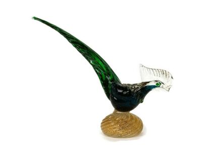 Murano Archimede Seguso Exotic Bird Gold Flakes Pheasant HTF Collector