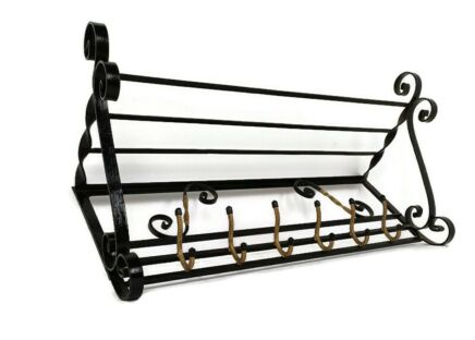 Wrought Iron Two  Toned Coat Hat Wall Rack Vintage  Beautiful Barn Country Style Farmhouse