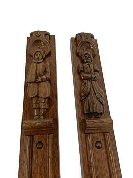 Antique  Pair Antique Corbels Hand Carved Wood Breton Pair Architectural  Slats 