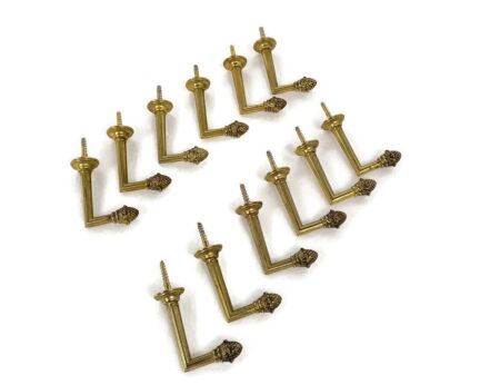 Brass Hooks Architectural Reclaimed Trims Moldings Furniture  Hollywood regency style  Hardware set of 12