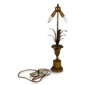 Table Desk Nightstand Lamp Hollywood Regency era Maison Charles Gorgeous Leafs Brass