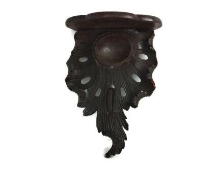 Small Hand Carved Wood Wooden Console Wall hanging Shell Form Lovely