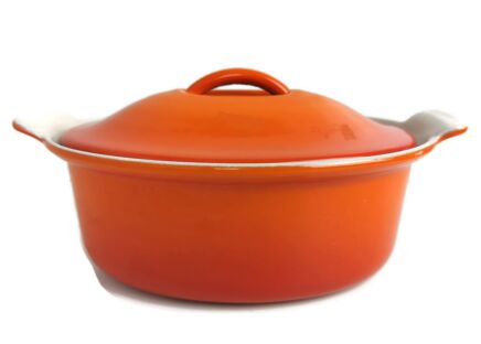 vintage French Le Creuset Red Cast Iron Dutch Oven Casserole nr 22 Small Oval