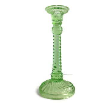 Art Deco green Art Pressed Glass Candle Stick Holder Scailmont Durover Belgium