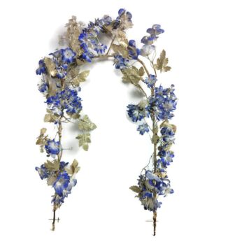  Antique Bridal Wedding Silk  Blue Flowers Garland Wreath Boucquet Victorian 