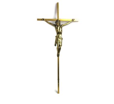 Tall Thin Vintage Brass Hanging Crucifix Cross Jesus Christ Brass Corpus