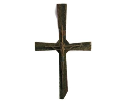 Very Special Wall hanging Crucifix Iron Modernist Brass Corpus Vintage Cross 