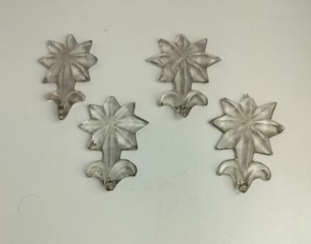 set of 4 Art Glass Antique Pieces Parts of Chandelier Prism Ornament Replacement Parts Flowers