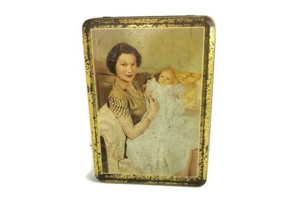 Vintage Tin Box Grand Dutches Josephine Charlotte with Princess Astrid Habsburg 1954